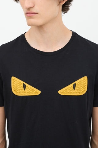 Fendi Black & Yellow Rubber Spike Monster T-Shirt