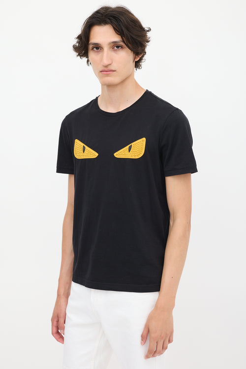 Fendi Black & Yellow Rubber Spike Monster T-Shirt
