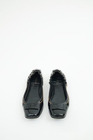 Fendi Black Patent Logo Ballet Flat