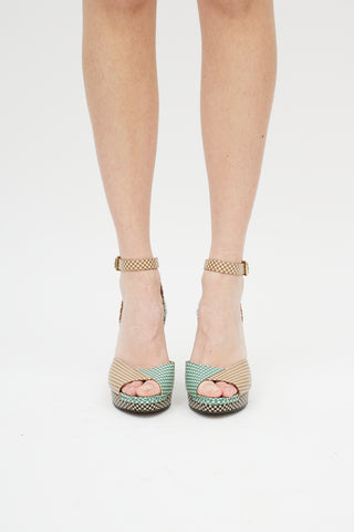 Fendi Brown & Multicolour Checkered Heel