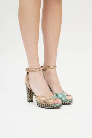 Fendi Brown & Multicolour Checkered Heel