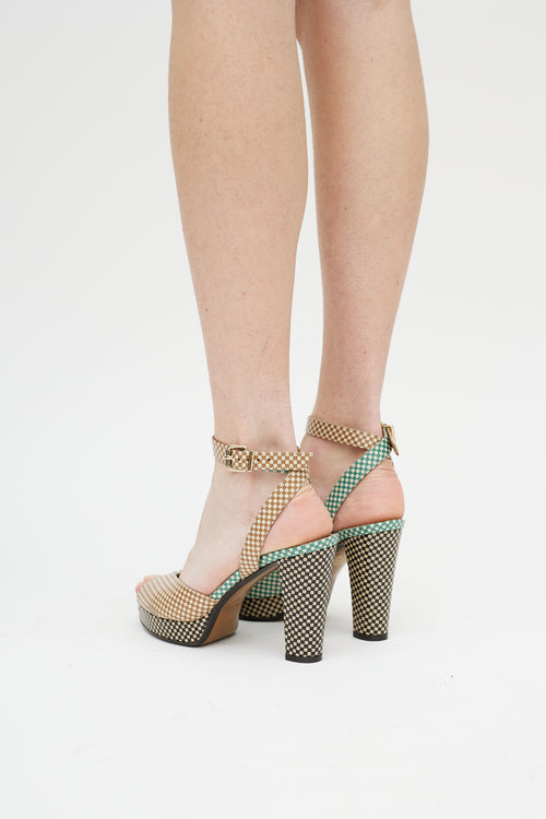 Fendi Brown & Multicolour Checkered Heel