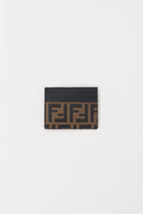Fendi Black & Brown Leather FF Cardholder