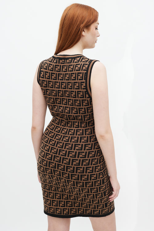 Fendi // Brown & Black FF Monogram Intarsia Knit Dress – VSP Consignment
