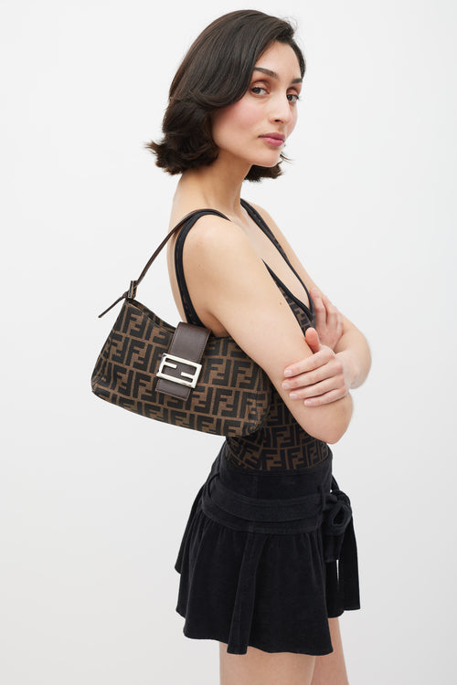 Fendi Brown & Black FF Monogram Shoulder Bag