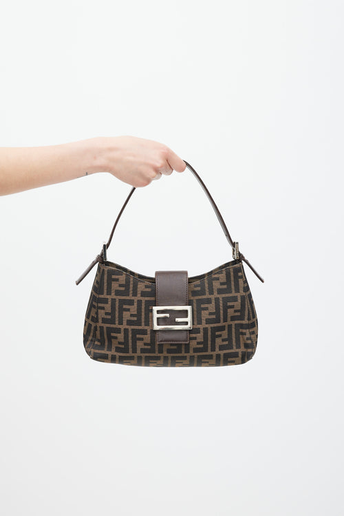 Fendi Brown & Black FF Monogram Shoulder Bag