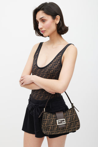 Fendi Brown & Black FF Monogram Shoulder Bag