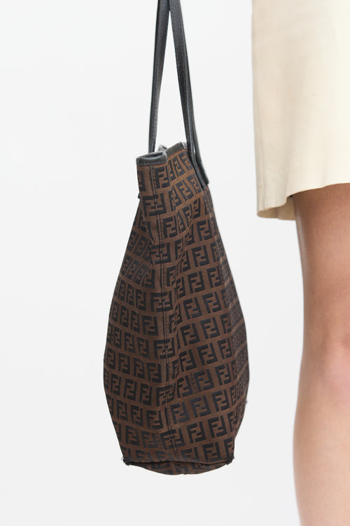 Fendi Brown & Black FF Zucca Monogram Tote Bag