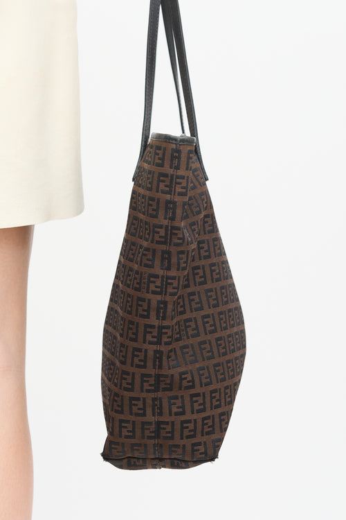 Fendi Brown & Black FF Zucca Monogram Tote Bag