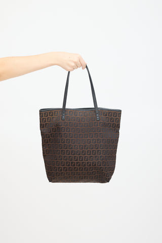 Fendi Brown & Black FF Zucca Monogram Tote Bag