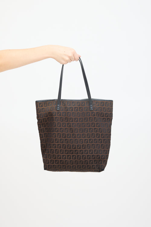 Fendi Brown & Black FF Zucca Monogram Tote Bag