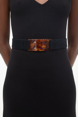 Fendi Brown & Black Logo Belt