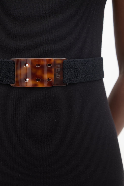 Fendi Brown & Black Logo Belt