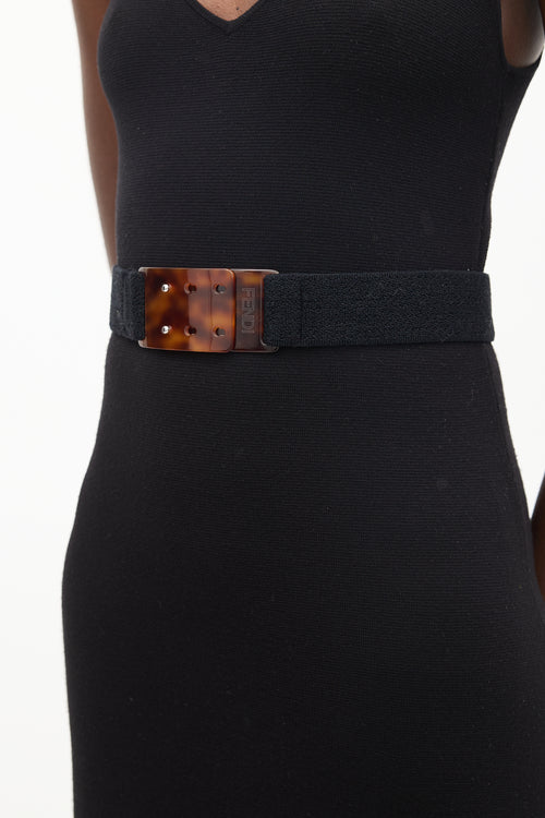 Fendi Brown & Black Logo Belt