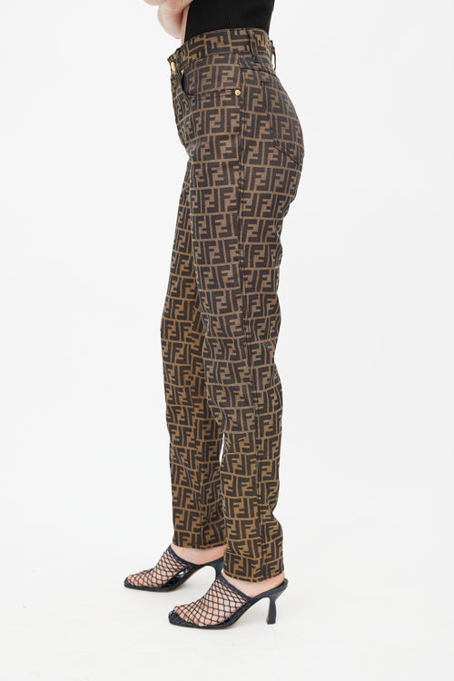 Fendi Brown & Black Monogram Slim Trouser