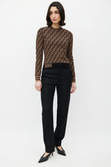 Fendi Brown & Black Monogram Zucca Knit Sweater