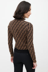 Fendi Brown & Black Monogram Zucca Knit Sweater