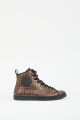 Fendi // Brown Coated Canvas FF Zucca High Top Sneaker – VSP