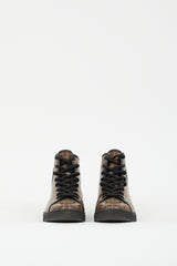Fendi Brown Coated Canvas FF Zucca High Top Sneaker