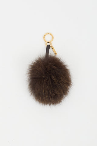 Fendi Brown & Gold Fur Pom Pom Keychain