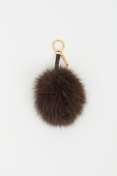 Fendi Brown & Gold Fur Pom Pom Keychain