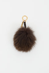 Fendi Brown & Gold Fur Pom Pom Keychain