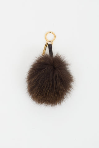 Fendi Brown & Gold Fur Pom Pom Keychain