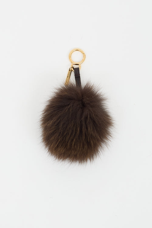 Fendi Brown & Gold Fur Pom Pom Keychain