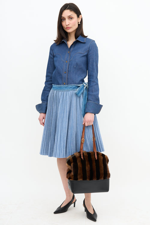 Fendi Leather & Fur Pequin Bag