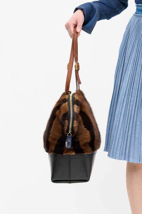 Fendi Leather & Fur Pequin Bag