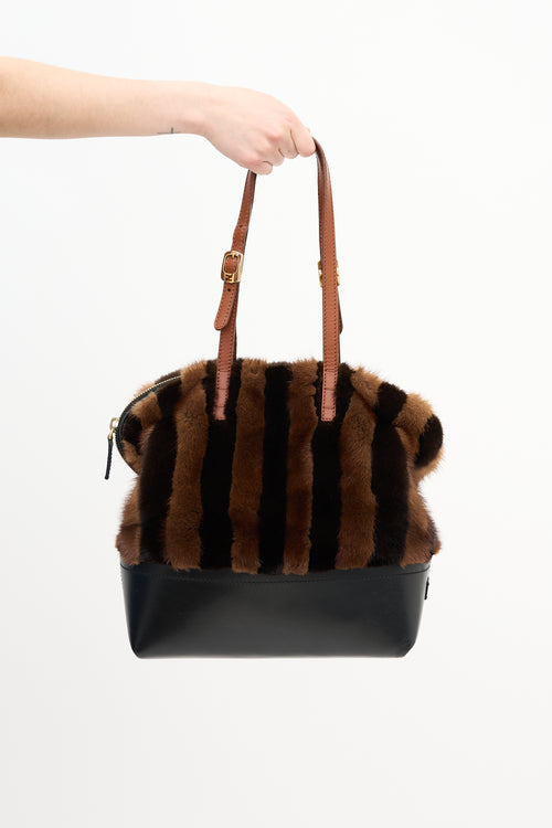Fendi Leather & Fur Pequin Bag