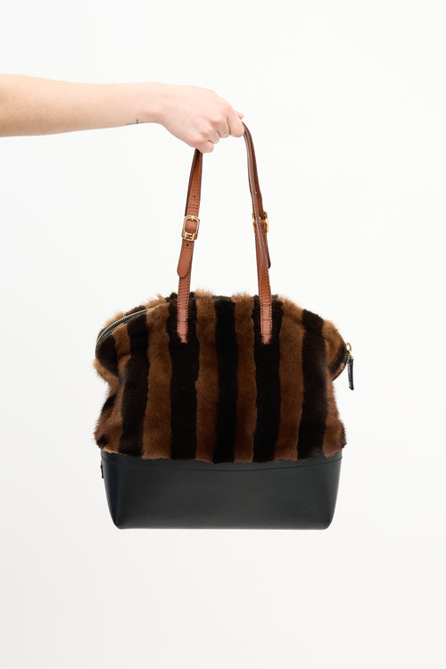 Fendi Leather & Fur Pequin Bag