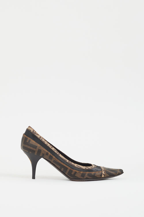 Fendi Brown Leather FF Monogram Pump