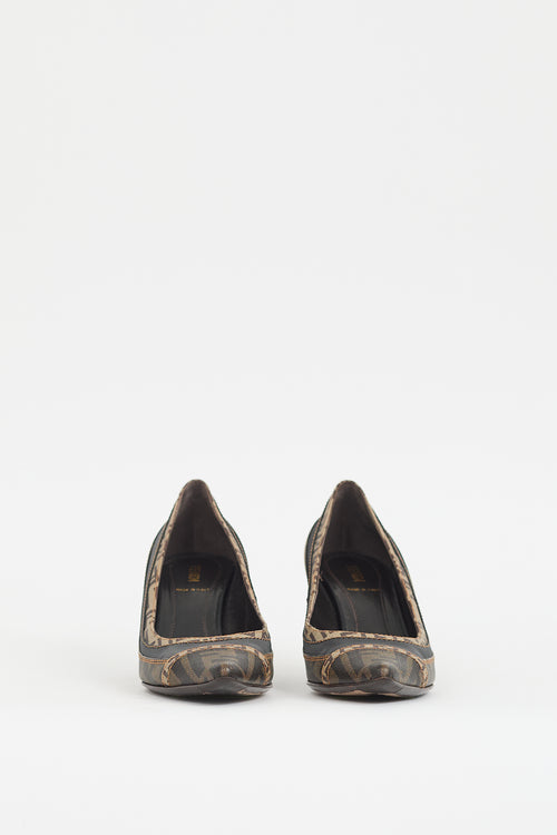 Fendi Brown Leather FF Monogram Pump