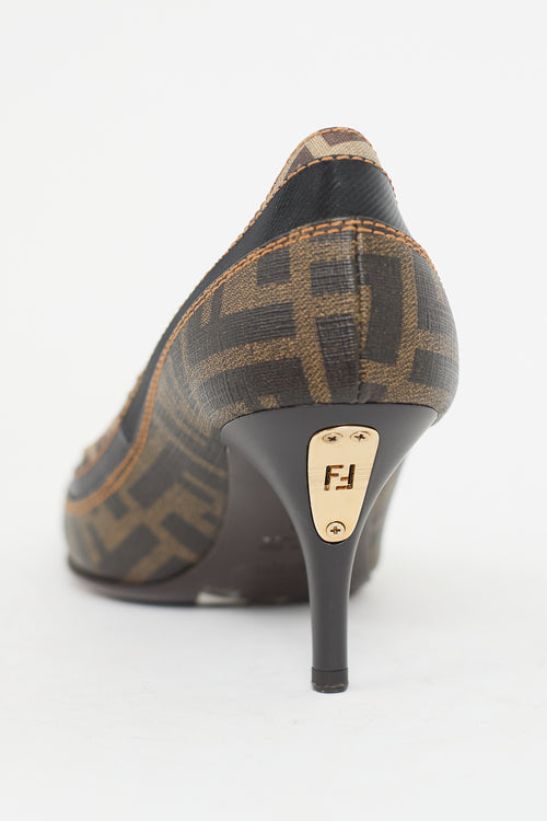 Fendi Brown Leather FF Monogram Pump