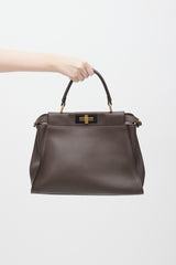 Fendi Brown & Pink Leather Peekaboo Medium Bag