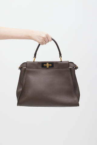 Fendi Brown & Pink Leather Peekaboo Medium Bag