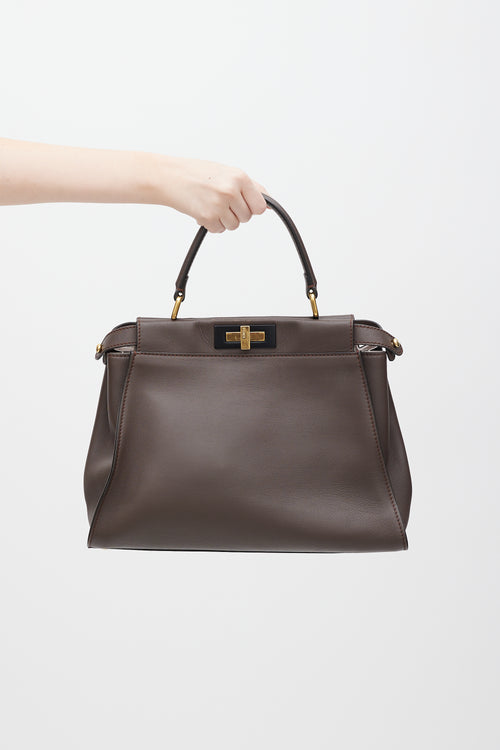 Fendi Brown & Pink Leather Peekaboo Medium Bag