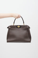 Fendi Brown & Pink Leather Peekaboo Medium Bag