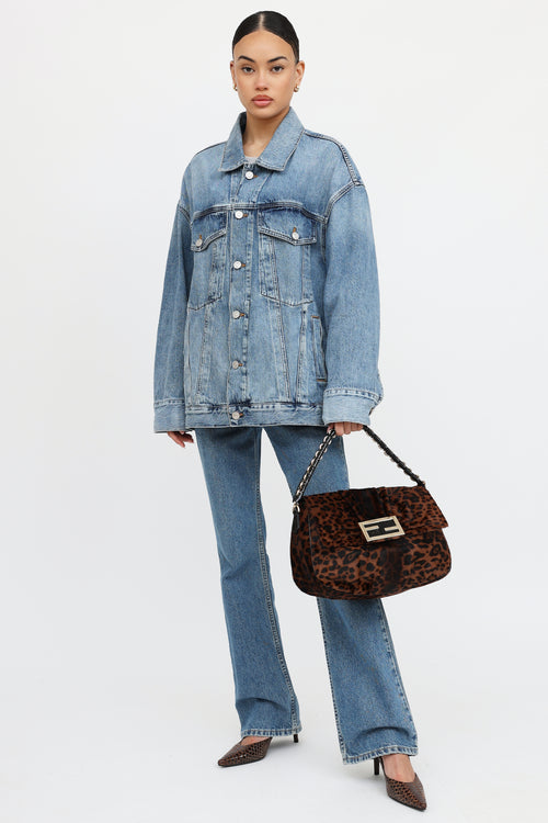 Fendi Printed Hair Mia Flap Bag