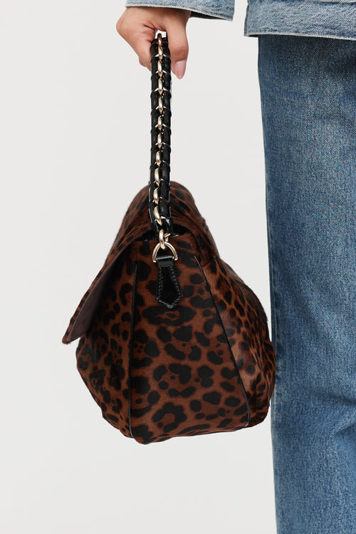 Fendi Printed Hair Mia Flap Bag