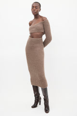 Fendi Brown Mohair Knit Midi Skirt