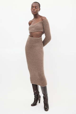 Fendi Brown Mohair Knit Midi Skirt