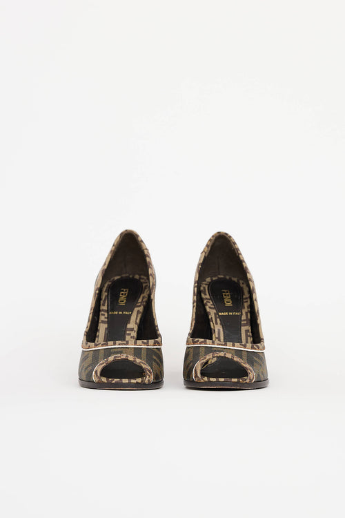 Fendi Zucca Peep Toe Heel