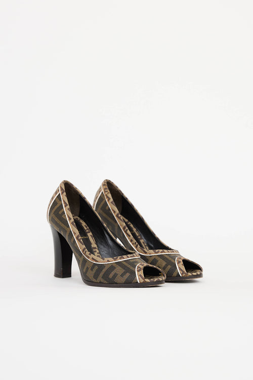 Fendi Zucca Peep Toe Heel