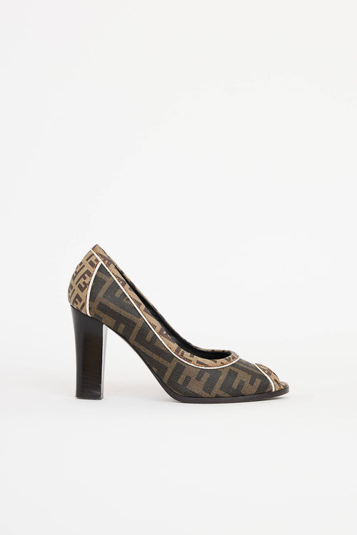 Fendi Zucca Peep Toe Heel