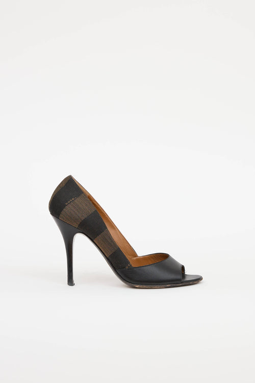 Fendi Striped Peep Toe Pump