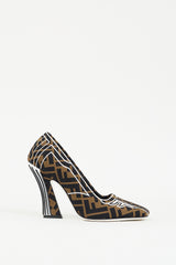 Fendi Brown & White Nylon FFreedom Pump