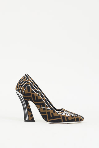 Fendi Brown & White Nylon FFreedom Pump