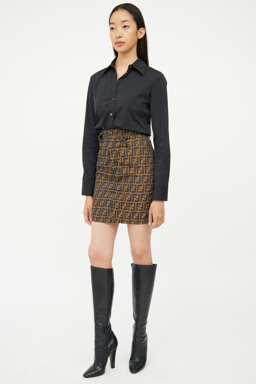 Fendi Grey Knit Pocket Mohair Crop Skirt